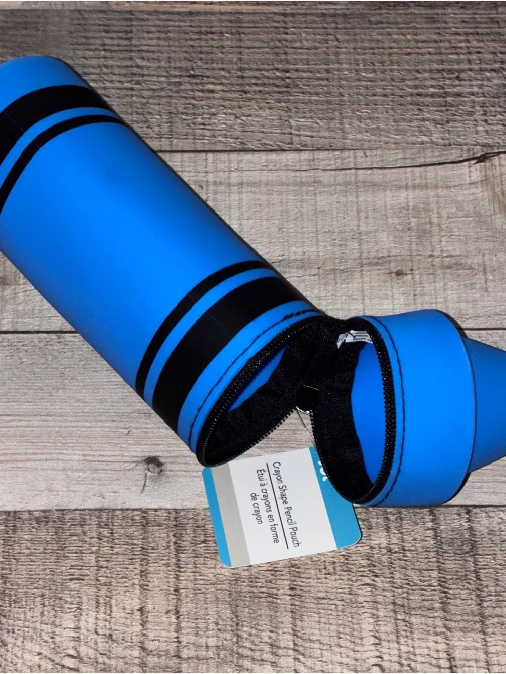 Bright Blue Crayon shaped Silicone Pencil Pouch